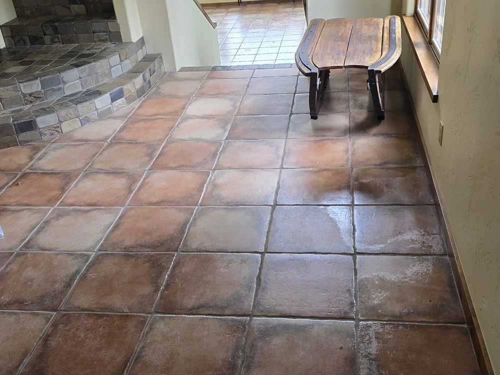 Dated tile floor before remodeling in Breckenridge