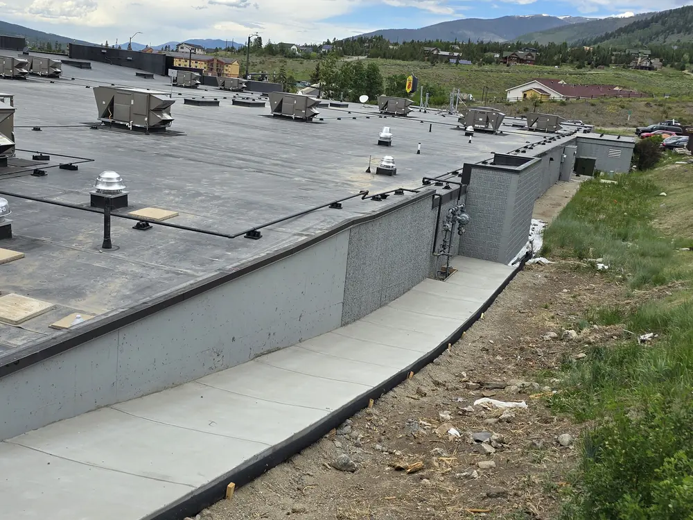 Finished commercial walkway following a hillside grade