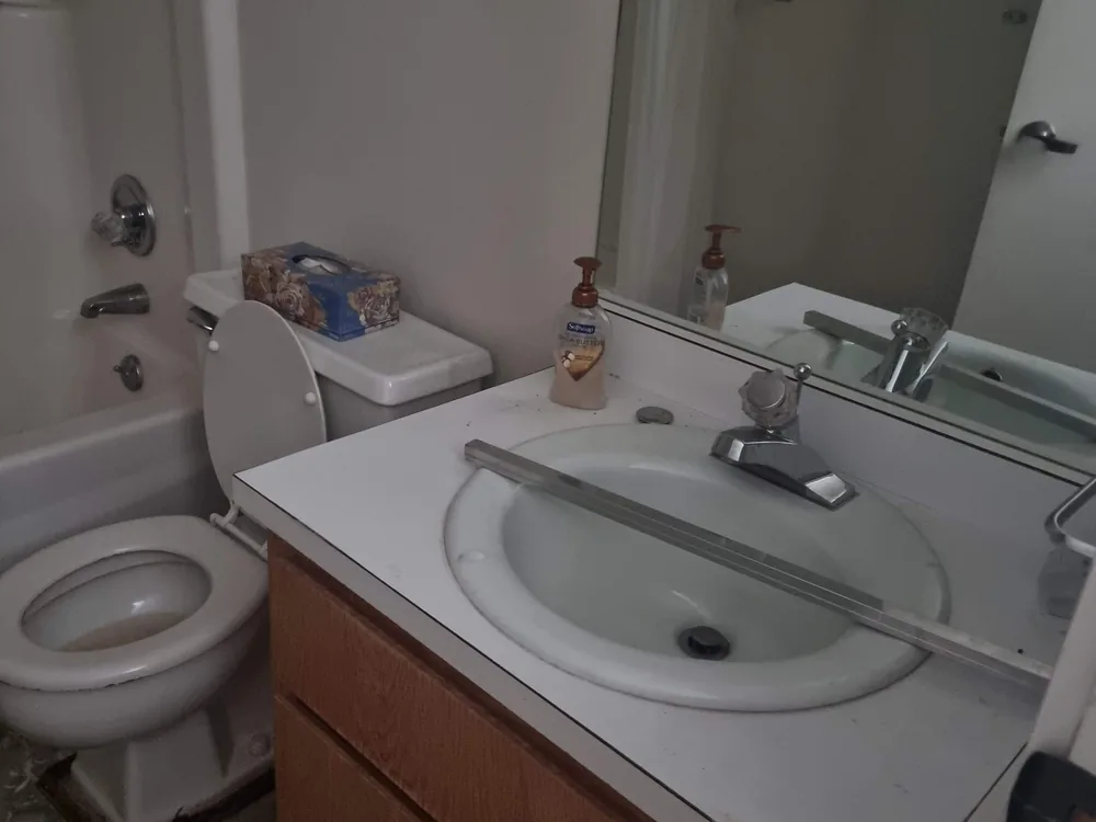 Bathroom before new plumbing fixtures were installed in Dillon