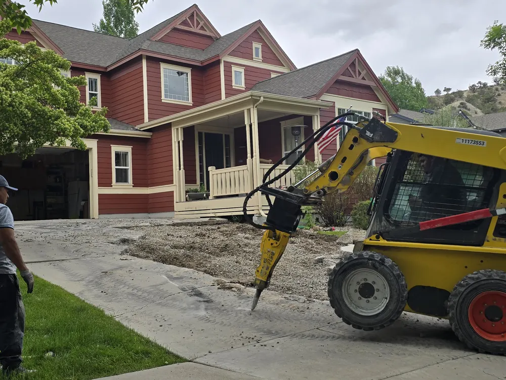 Driveway demolition in progress in Eagle
