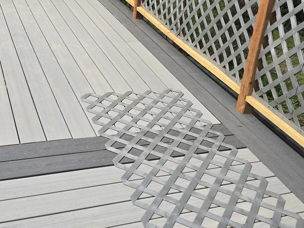 Rebuilt gray deck after restoration