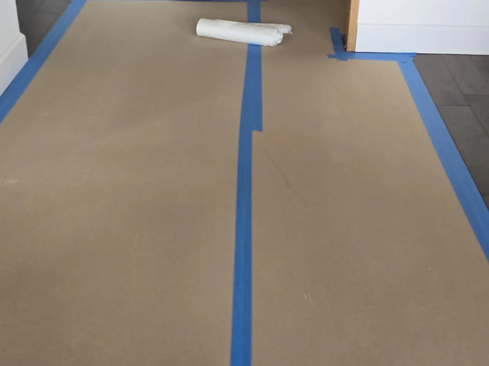 Interior floor masked before painting