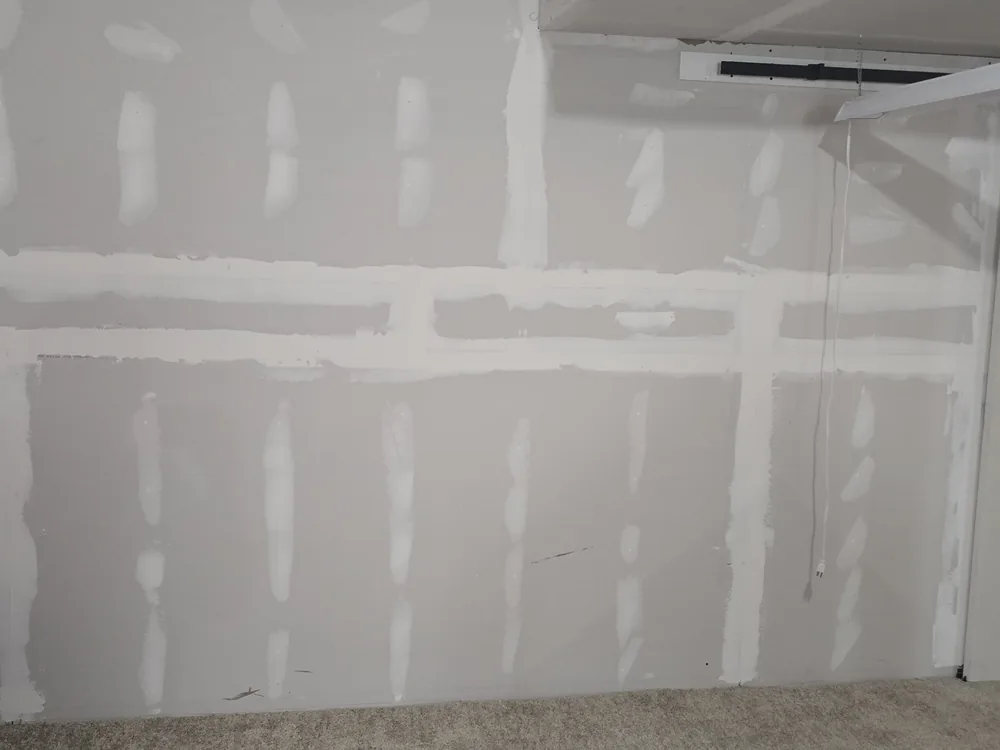 New basement drywall hung and taped